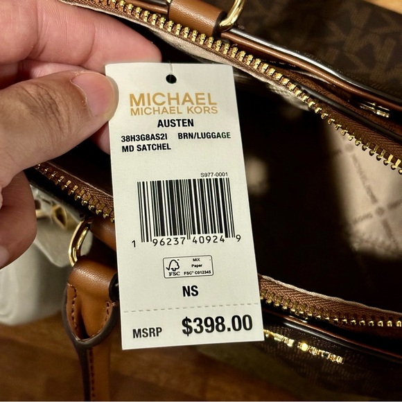 Michael Kors Austen Brown Luggage Medium Satchel Bag - Picture 14 of 14